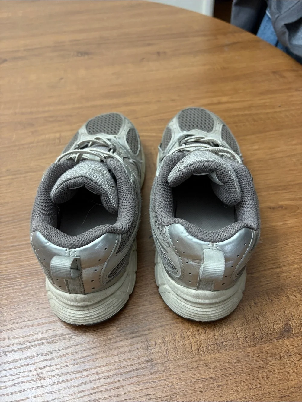 Nike Kids Gray Mesh & Synthetic Sneakers with Black Swoosh